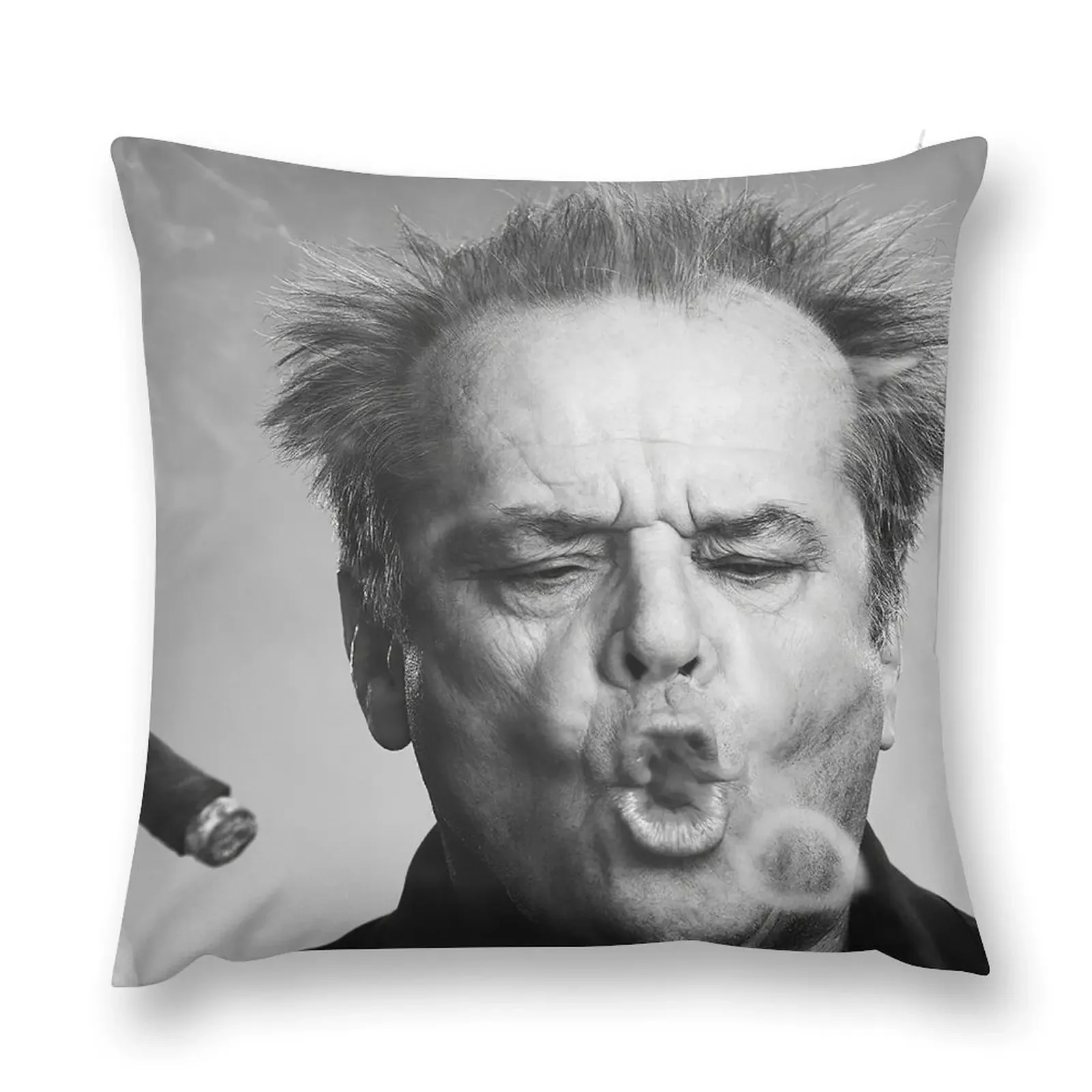 Jack Nicholson, Cigar, Smoke Rings, Black and White Photography Throw Pillow Christmas Cushion For Home Cushions Cover pillow