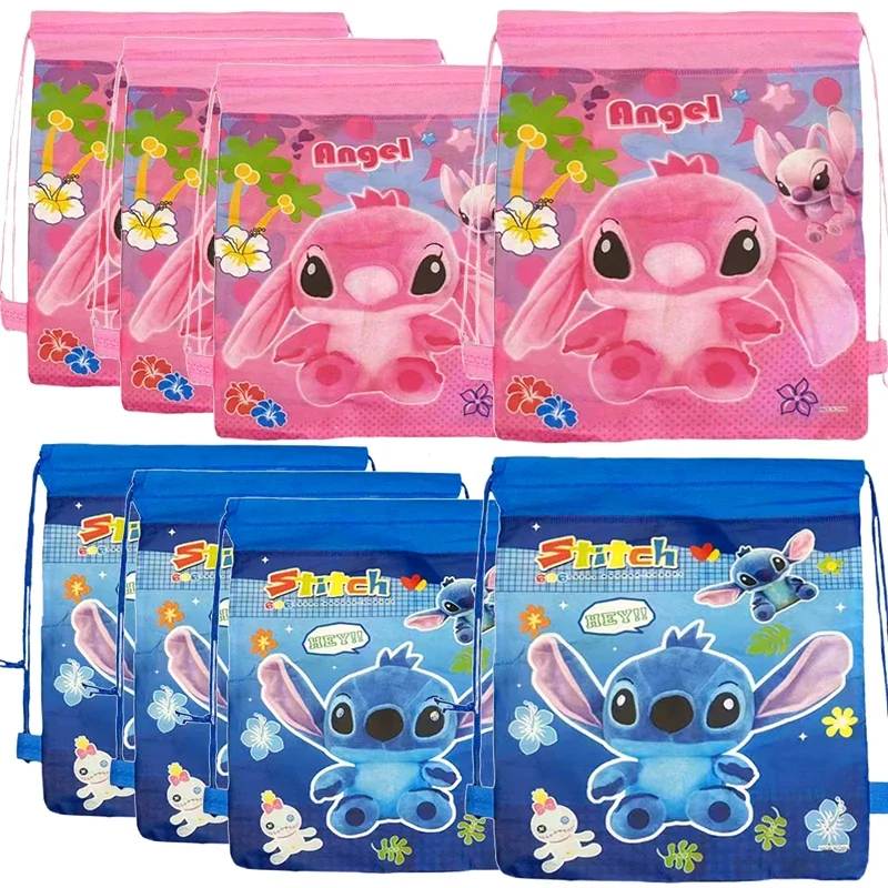 48/12pcs Lilo Stitch Non-woven Drawstring Gift Bags Girls Boys Birthday Party Decorations Backpack Storage Bags Baby Shower Gift