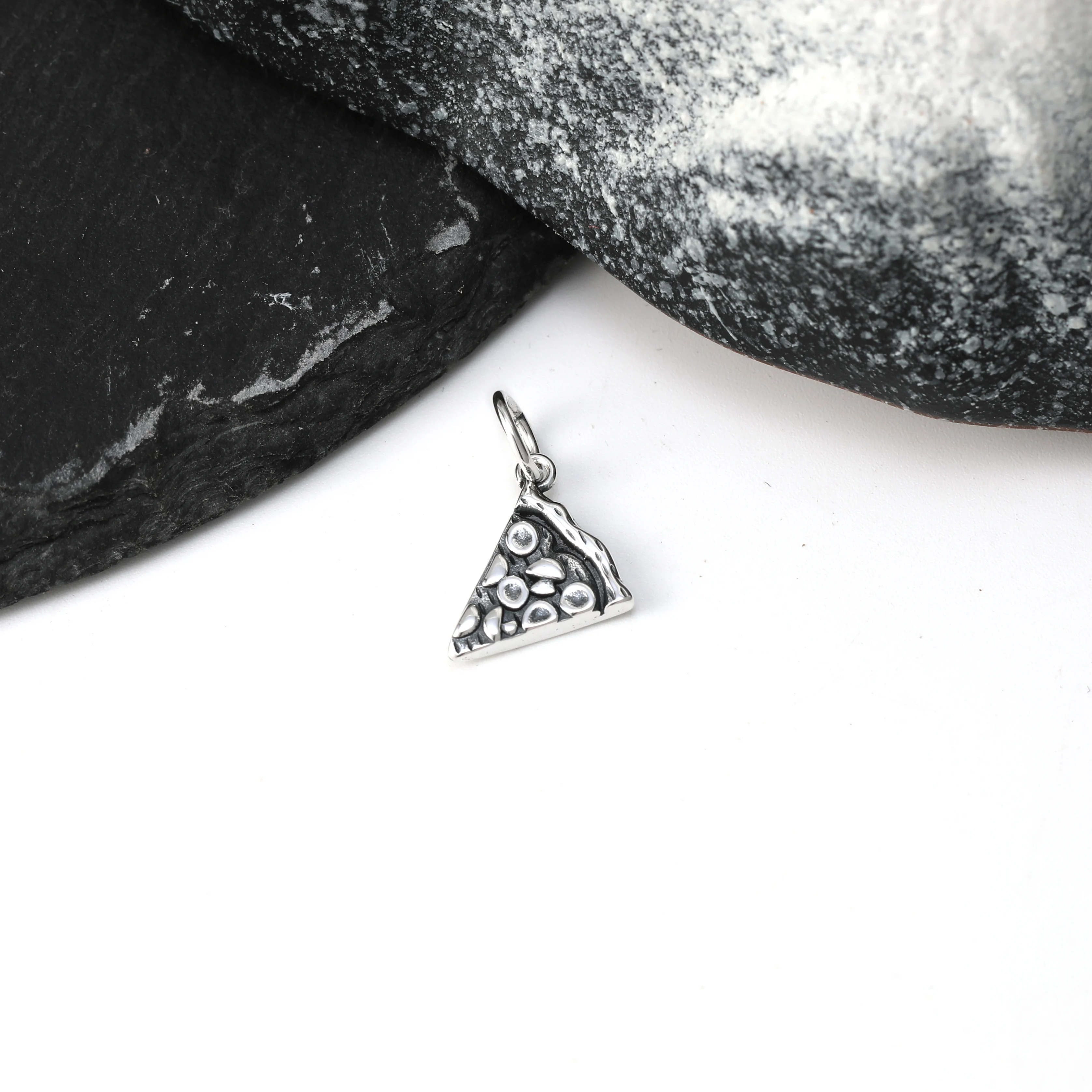 

DJ179 genuine 925 sterling silver fashionable and exquisite keychain accessory Pizza slices pendant
