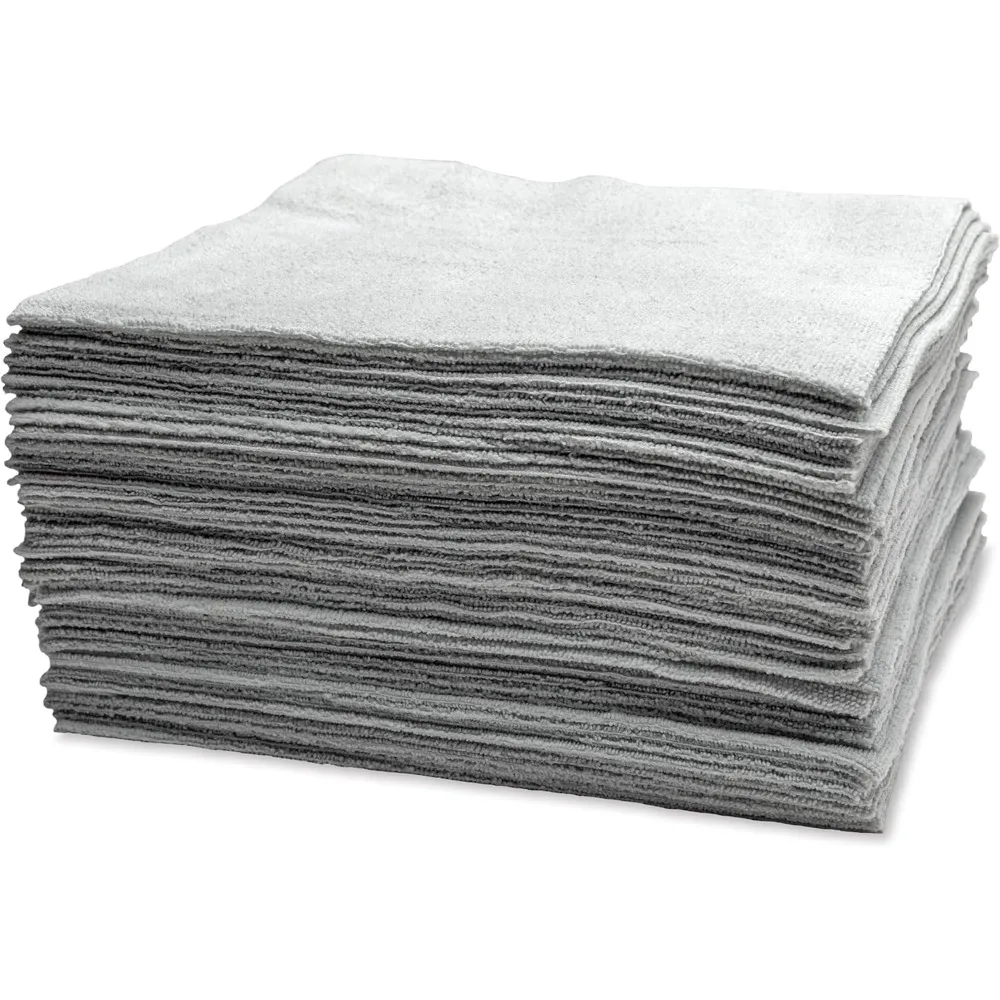 

Edgeless Microfiber Utility Towels for Car Cleaning Lint-Free Ultra Absorbent Wash Cloths 12x12 50 Pack Grey