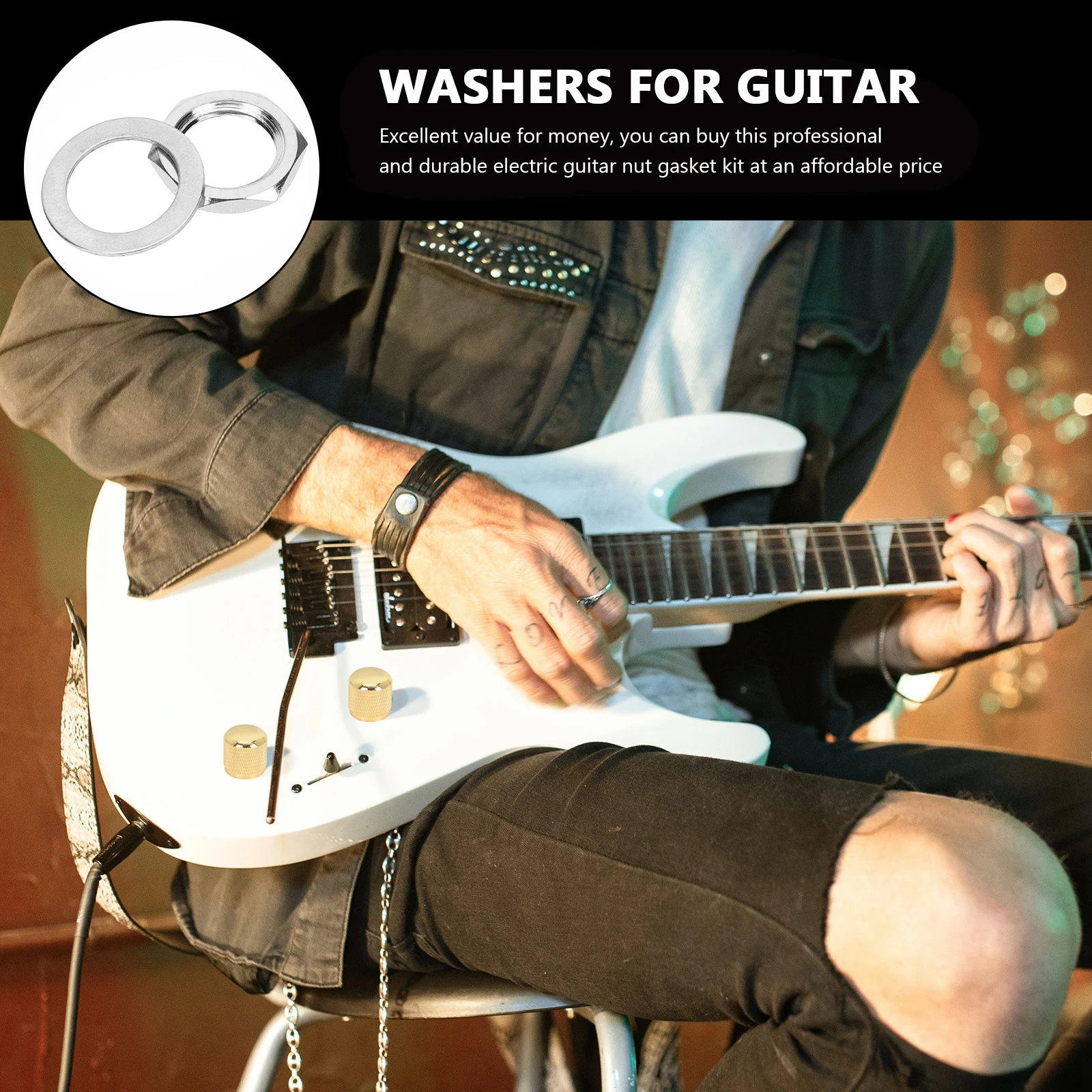 

10Sets Professional Metal Gaskets Electric Guitar Nuts Washers Easy Install Long Lasting Audio Socket Accessory