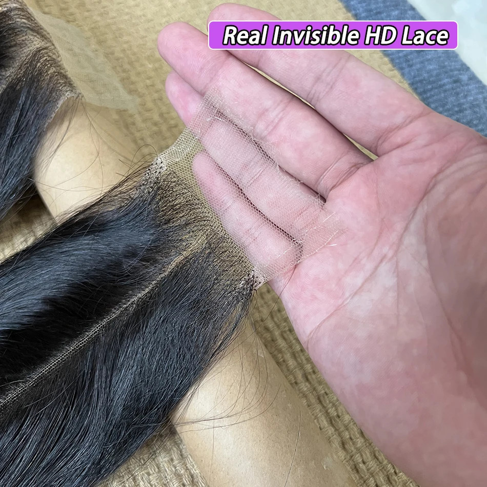 الجسم موجة 2x6 HD الدانتيل الشفاف إغلاق 100% الشعر البشري قبل قطعها ابيض عقدة الدانتيل اللون الطبيعي الخام شعر بشري لعذراء