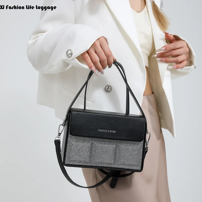 

Women's Fashion Handheld Box Small Square Bag Women's New Trend Fashion Bright Diamond Single Shoulder Crossbody Bag сумка bolsa
