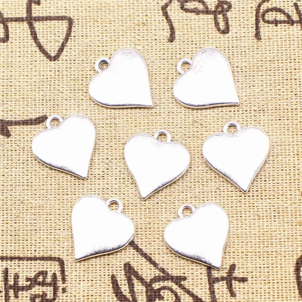 Jewels For Crafts Findings For Diy Charms Love Heart Antique Silver Color Man Pendant 17x19mm 5pcs