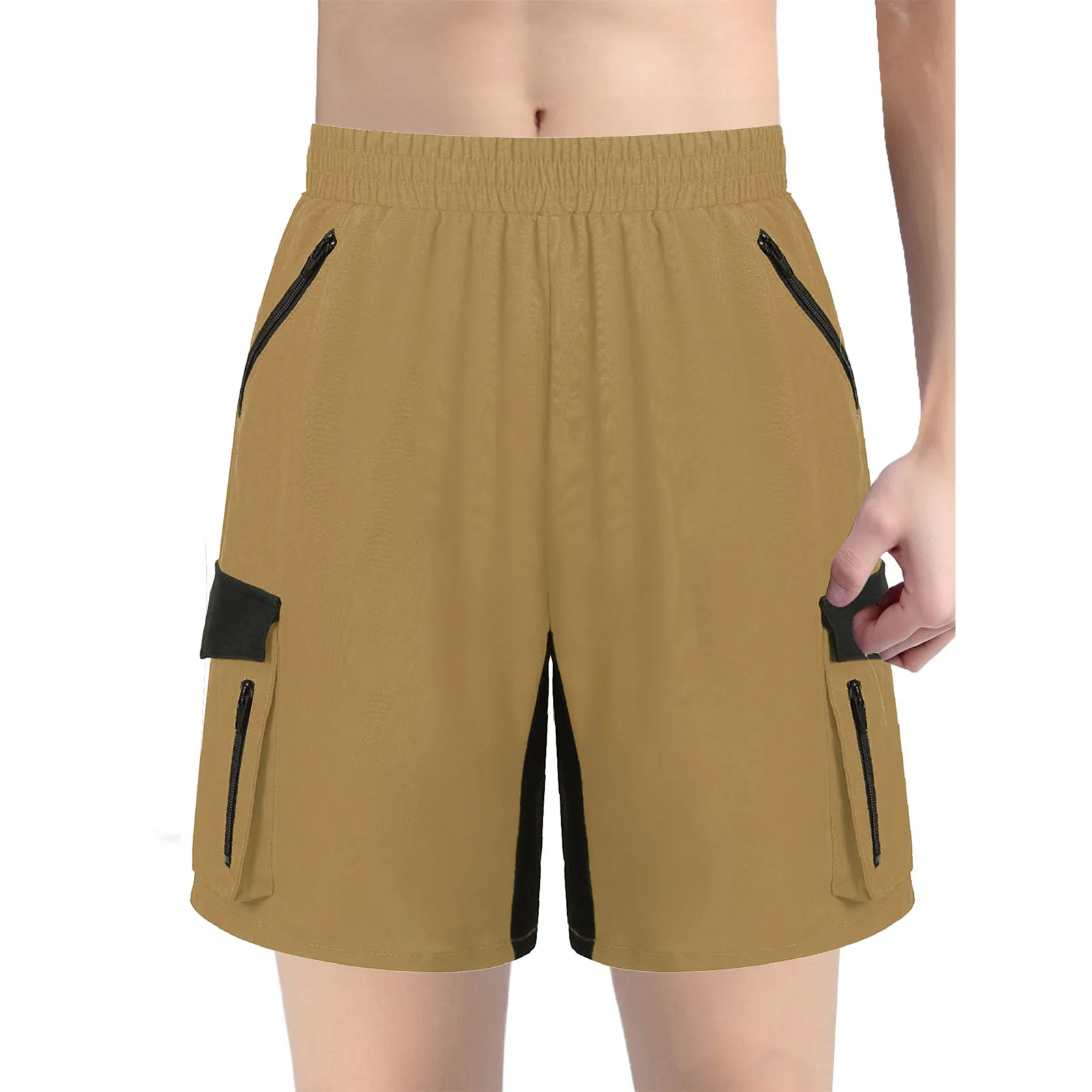 شورت رياضي أنيق للأطفال الأولاد بألوان متعددة، شورت بحزام خصر مطاطي مع جيوب بسحاب للتمرين والجري وركوب الدراجات #3