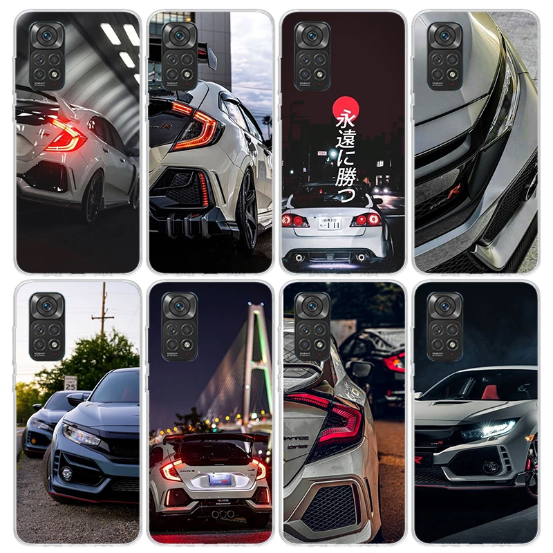 JDM Type R Civic Sport Car Phone Case For Xiaomi Redmi Note 13 12 11 10 11E Pro Plus 12S 11S 11T 10S 9 9S 8 8T 7 Soft TPU Back C