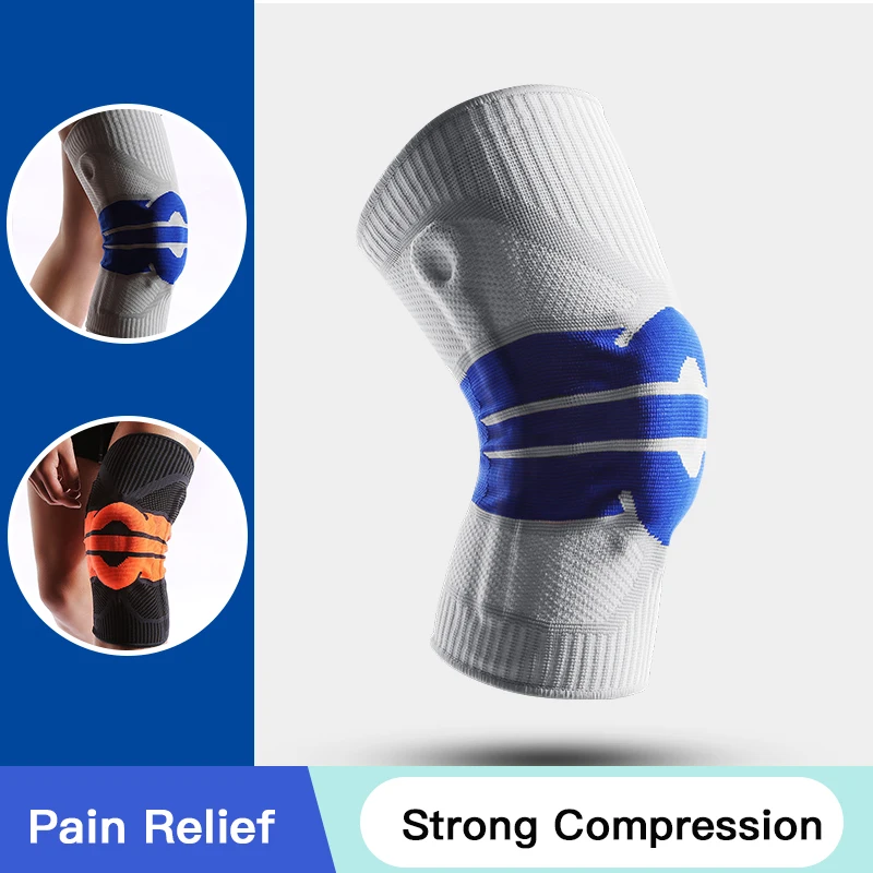 

3D тканые силиконовые наколенники, поддерживающие скобы, волейбол, баскетбол, мениск, защита надколенника, спортивные защитные наколенники