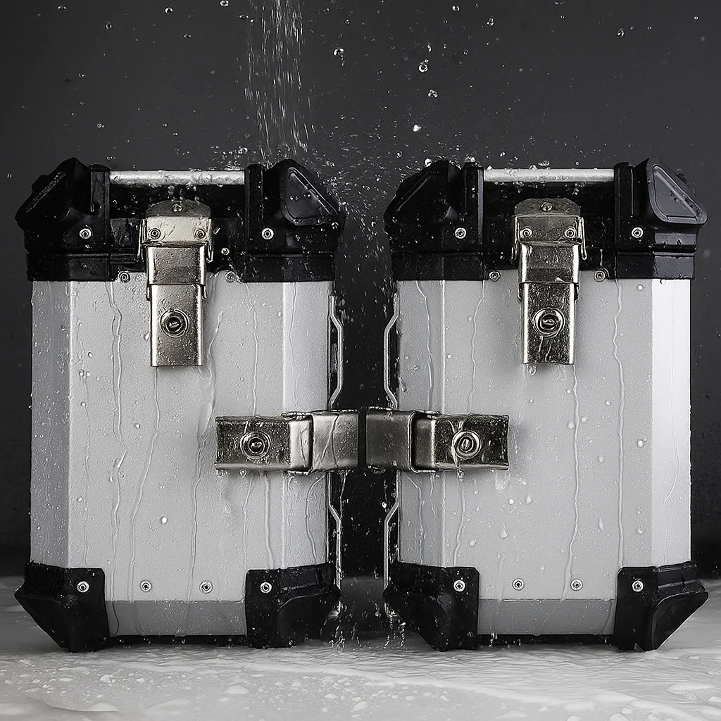 

38L Motorcycle Side Trunk Waterproof And Anti-Drop Aluminum Storage Box With Lock For Off-Road Travel Scratch-Resistant