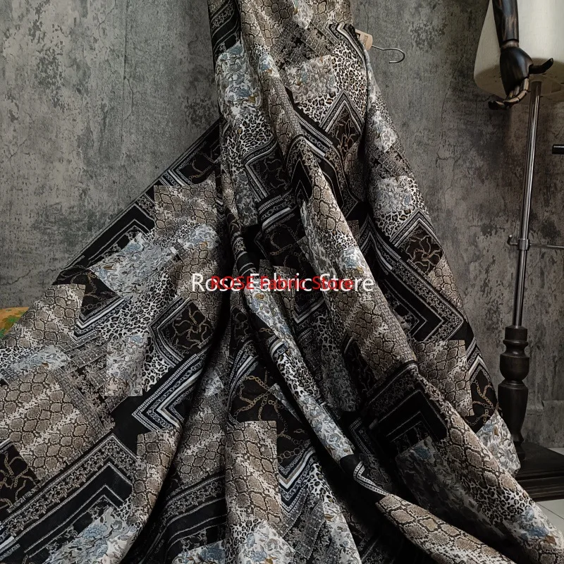 

1-метровое ретро-геометрическое сращивание, цветное тканое жаккардовое платье, ветровка, пальто, платье, декоративная швейная ткань