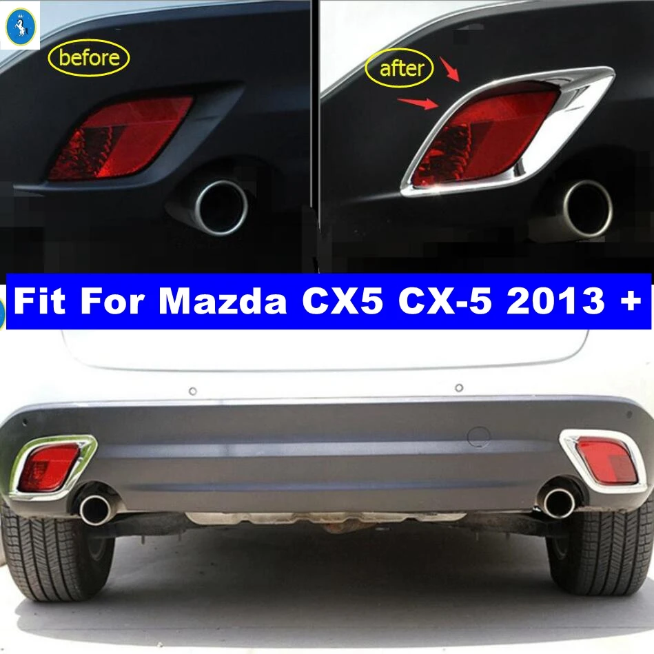 

Rear Bumper Fog Lamps Lights Frame Decoration Cover Trim Fit For Mazda CX5 CX-5 2013 - 2016 Shiny Style Car Exterior Accessories