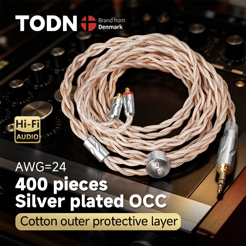 CYKO Hifi 4 Core Silver Plated OCC Conductor 3.5mm/4.4mm 0.78 2pin/MMCX Gold-plated Plug Balanced Earphone Upgrade Cable