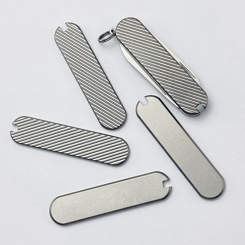 1 Pair Titanium Alloy Material Knife Grip Patches Scale for 58MM Victorinox Swiss Army Folding Knives Handle DIY Make Decor Part