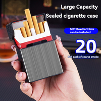 Portable Cigarette Case Metal Smoking Cigarette Box 20pcs Capacity Tobacco Holder Cigarettes Pack Cover Storage Box Men's Gadget