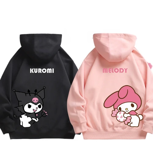 Sudadera con capucha de Anime de dibujos animados Kuromi Melody para hombres y mujeres, sudadera de pareja Sanrio, primavera y otoño, tendencia de moda