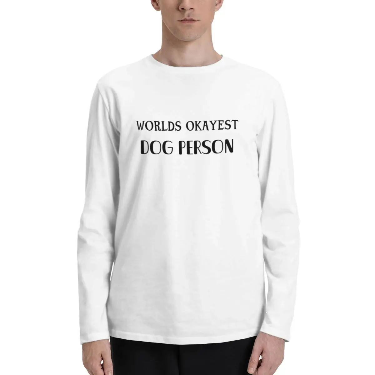 Worlds_Okayest_Dog_Person Stylish and Comfortable Men's Long Sleeve T-Shirt - Ideal for Every Season and Daily Wear