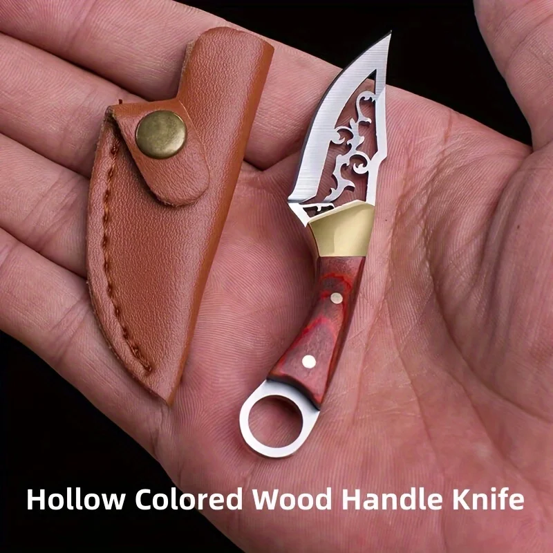 Hollow Out Knife Mini Curved Knife Colorful Wood Sharp Portable Keychain Hanger Disassembly and Delivery Box Opening Knife