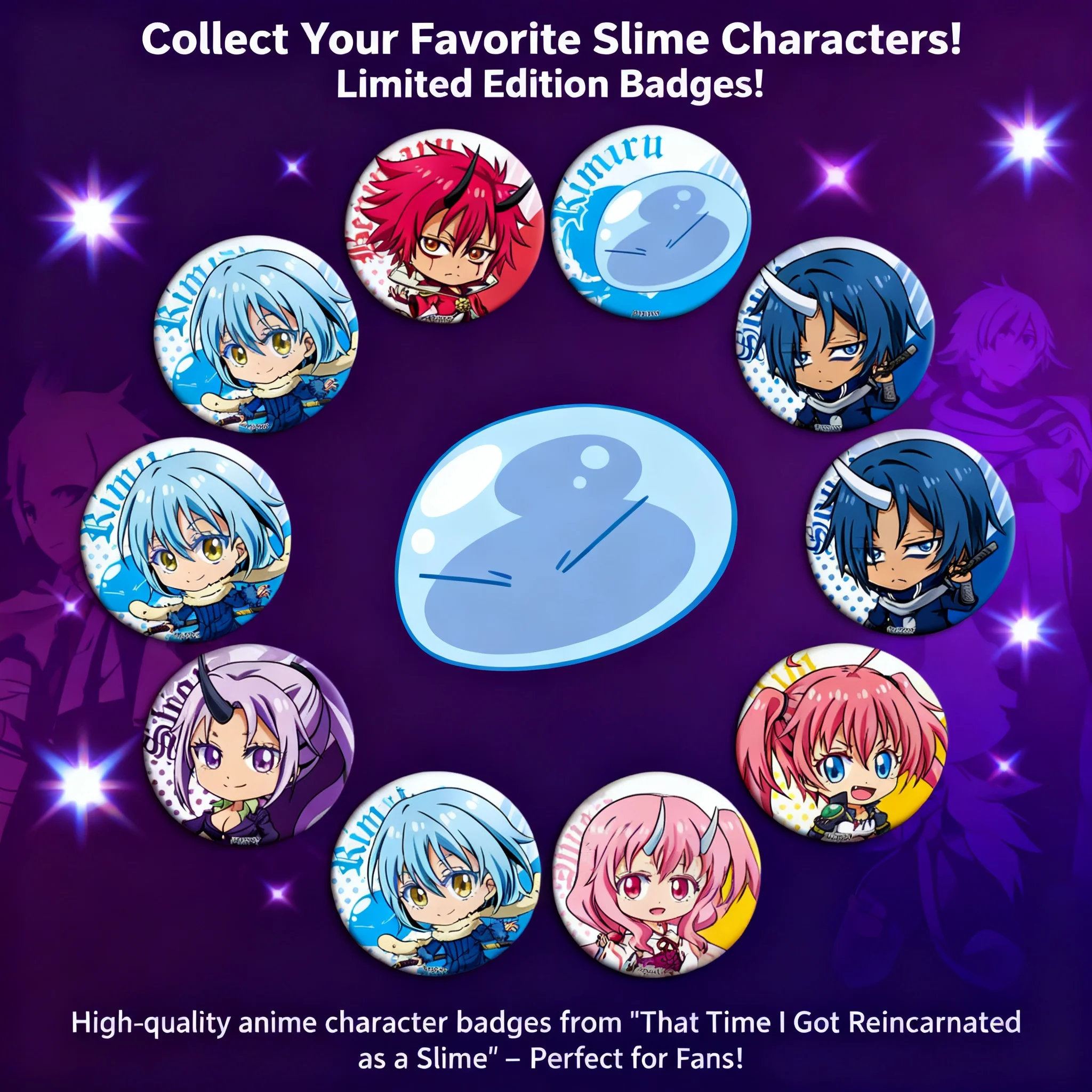

Anime Badge Rimuru That Time I Got Reincarnated As A Slime Merchandise Acrylic Charm Keychain Pin Brooch Cute Cartoon Figure