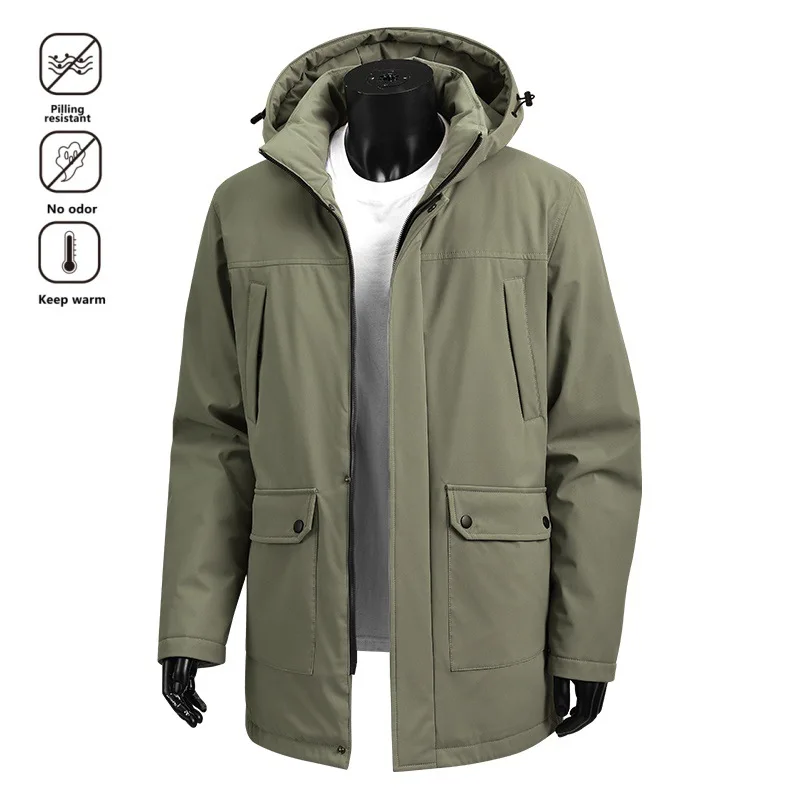 Chaqueta con capucha para hombre, traje de Montañismo al aire libre acolchado de algodón, informal, versátil, a la moda, grueso, cálido, para otoño e invierno