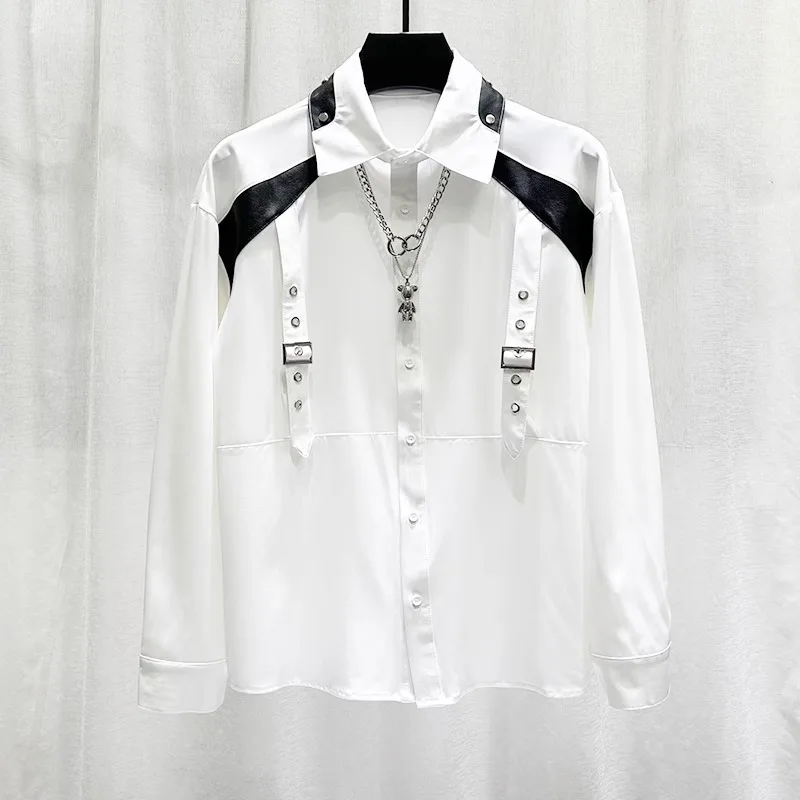 French minority stitching long-sleeved shirt women's autumn new fashion design sense temperament loose versatile shirt.