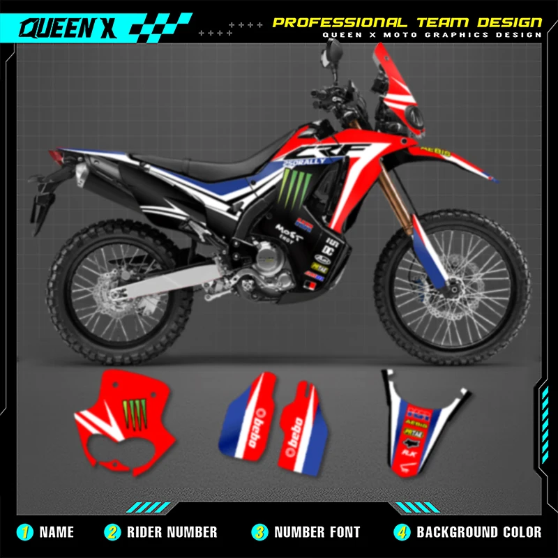 

Queen X MOTOR For Honda CRF250 RALLY 2017 2018 2019 2020 Custom Motorcycle Graphics Decals Stickers Kits Numer Name Custom