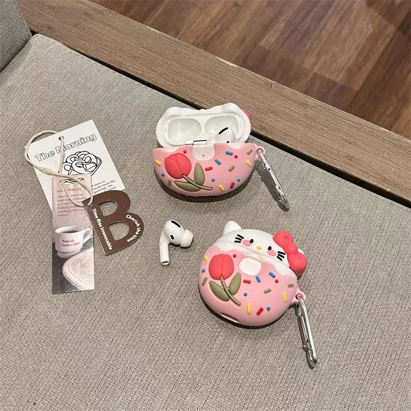 For Airpods Pro 2 Case,Hello Kitty Rose Case For Airpods Pro,Shockproof Earphone Silicone Cover For Airpods 1/2/3 For Lovers