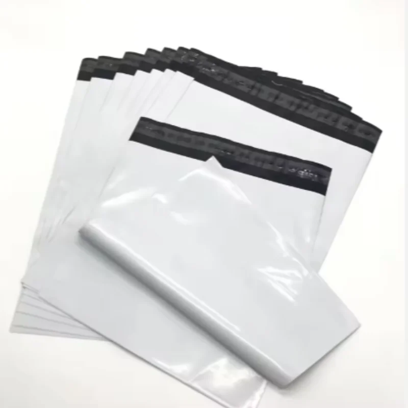 Lote de bolsas de mensajería con sello autoadhesivo blanco para entrega urgente, bolsas de embalaje de plástico, sobres de almacenamiento para correo