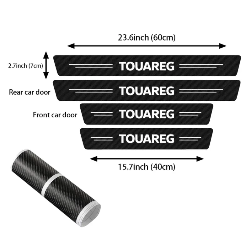 Carbon Fiber Car Door Threshold Sill Scuff Plate Decals Stickers Pedal Guards Strip for VW Touareg Badge Interior