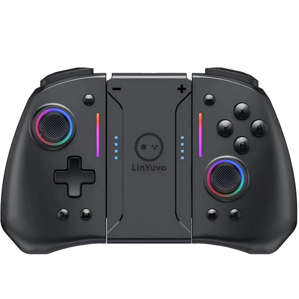 

Беспроводной джойстик LinYuvo KS42 Meteor Light с 8-цветной RGB-подсветкой для Switch/Lite/OLED, программируемый, с функциями Turbo и вибрации