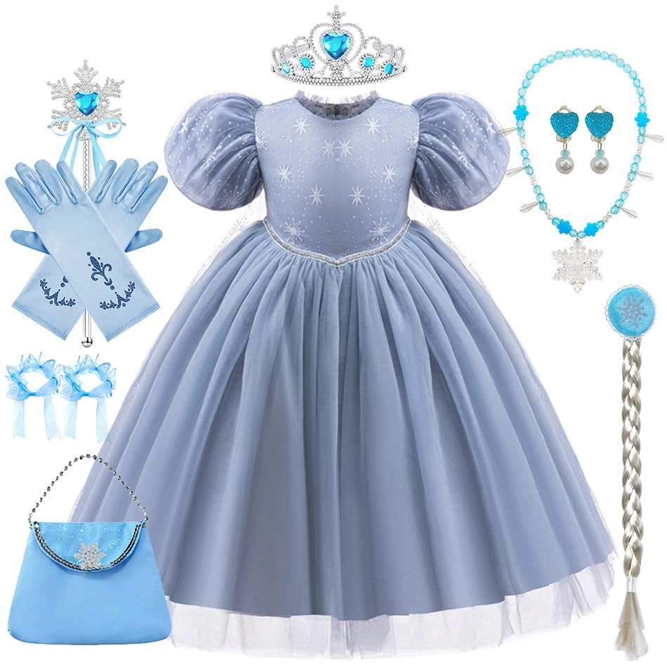 Elsa Cosplay Vestidos Kids Charm Costume Girls Birthday Gift Carnival Christmas Halloween Party Clothing Children Princess Dress