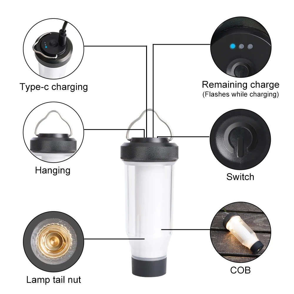 BATOT 3000mAh Rechargeable Camping Lantern Portable Micro Lighthouse Outdoor Light Emergency Magnet Hanging Light Camp Supplies