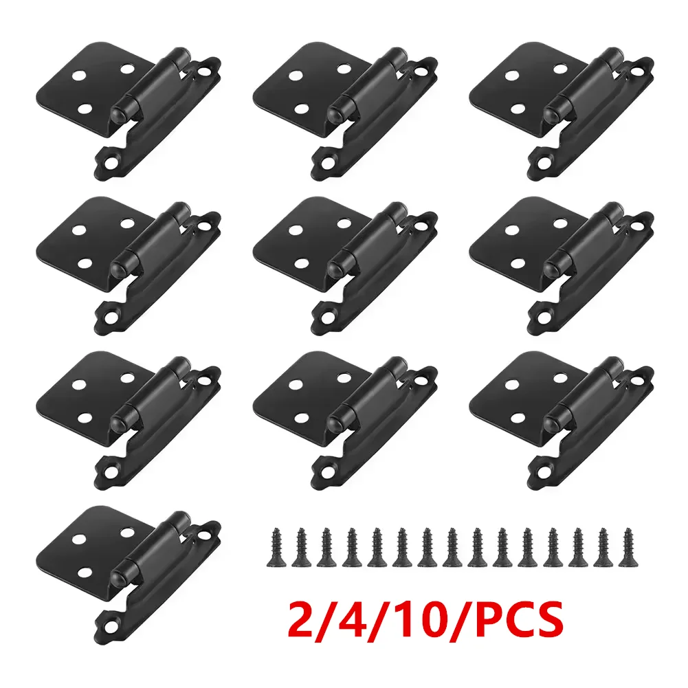 2/4/10Pcs Black 1/2 Inch Self Closing Cabinet Hinges, Zinc Alloy Flush Mount Kitchen Cupboard Door Hinges with Screws