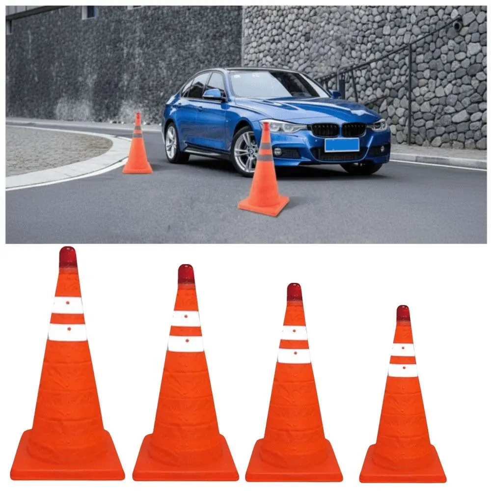 

Оранжевый светодиодный светоотражающий конус с полосами, телескопический дизайн, дорожные конусы-барьеры с потолочным светильником