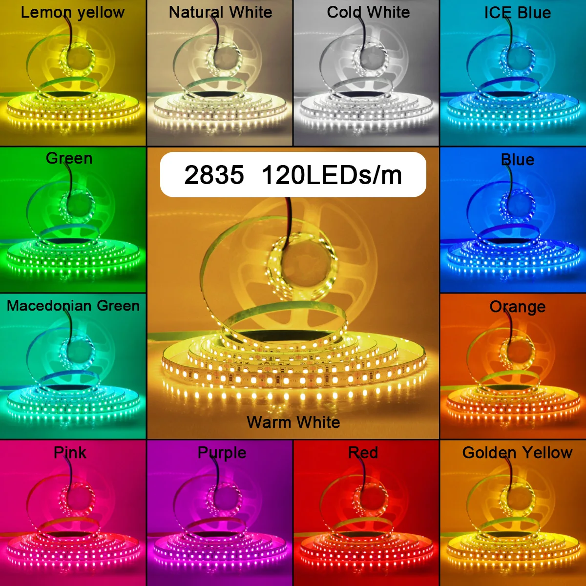 12V 24V 5m 10m 2835 LED Strip Light Flexible Led Tape Lamp Hight Brightness 120 180 LEDs Lighting Home Decoration 13 Colors