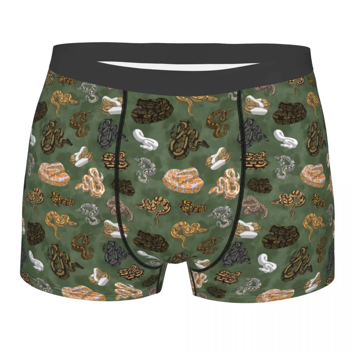 Boxer Underpants Shorts Ball Python Morphs Pattern Moss Green Panties Male Breathable Underwear for Homme Man Boyfriend Gifts