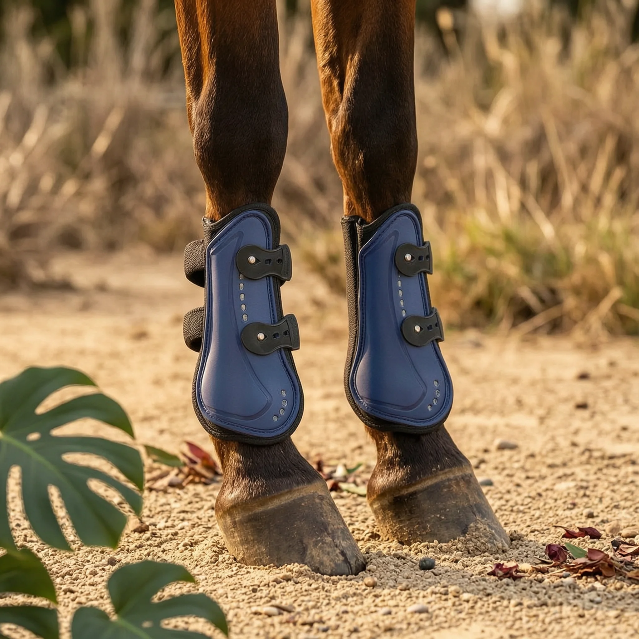 jumping-leg-boot-cushioned-cushioned-lining-jumping-boot-equine-gear-buckle-closure-long-lasting-pu-shell