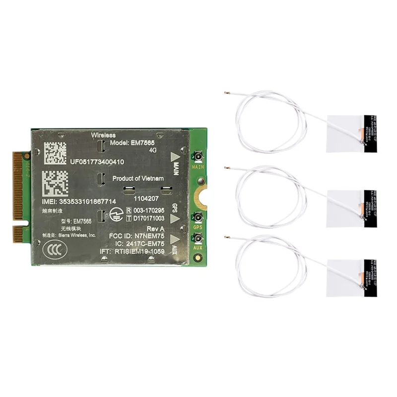 

Exquisite-EM7565 Модуль 4G LTE + 3-кратная антенна CAT-12 600 Мбит/с Модуль CBRS NGFF Cat12 для беспроводного модуля ноутбука