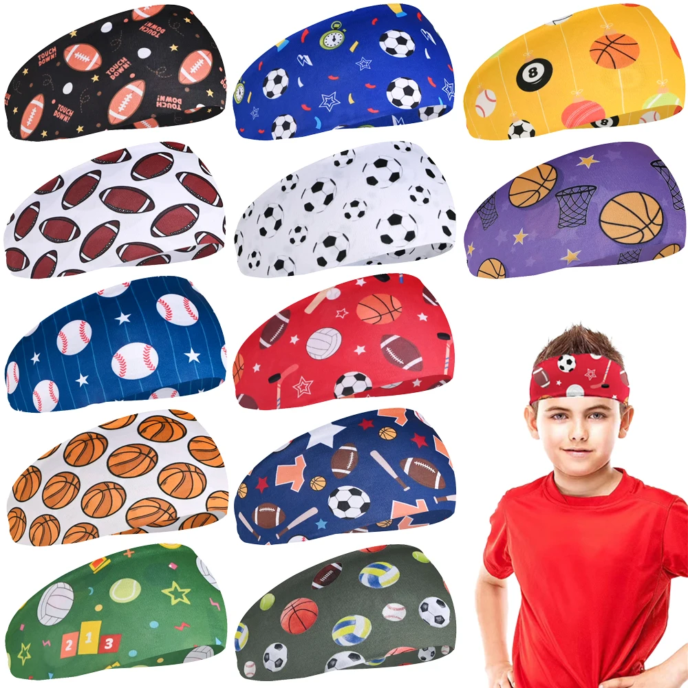 Kids Boys Headbands Athletic Sweatbands For Kids Soccer Headband Youth Kids Sweat Band Football Sweat Absorbing Elastic Hairband