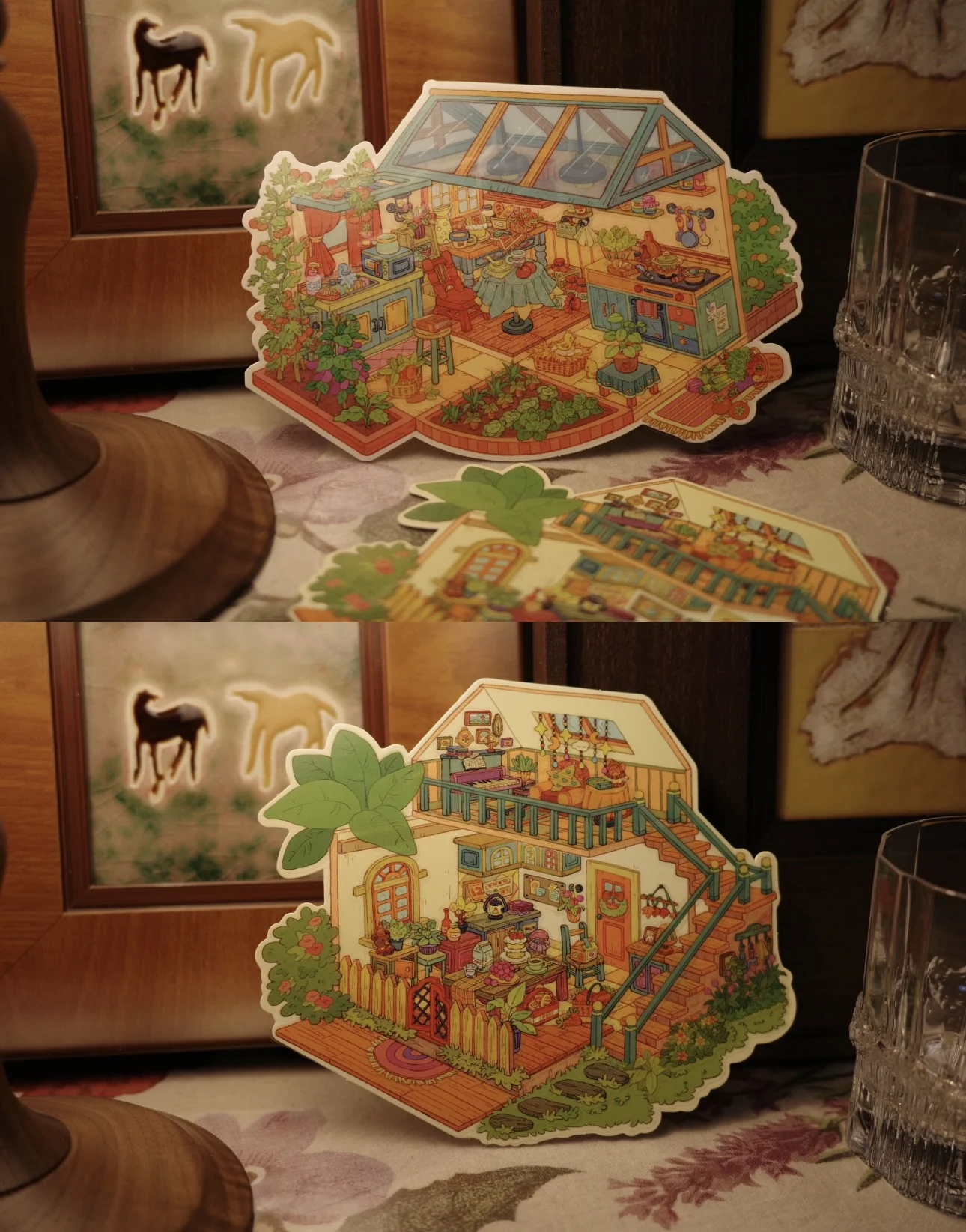 بالإضافة إلى حجم حديقة سلسلة المشهد ملصق زهرة الدفيئة Parterre سلسلة مصغرة المشهد ملصقات ستيريو مهرجان هدية