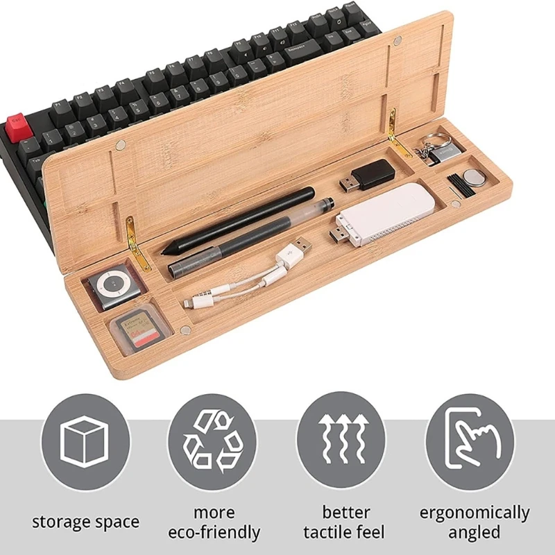 Ergonomic Keyboard Wrist Rest with Storage Box Reduce Pressure Prevent Slipping, Comfortable for Gamers Office Workers