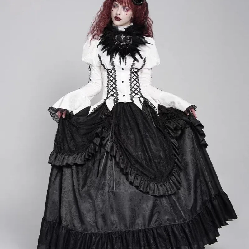 여성용 가을 겨울 탑 셔츠 데빌 하트 자카드 고딕 긴팔 레이스업 새로운 편안하고 다재다능한 고급스러운 디자이너