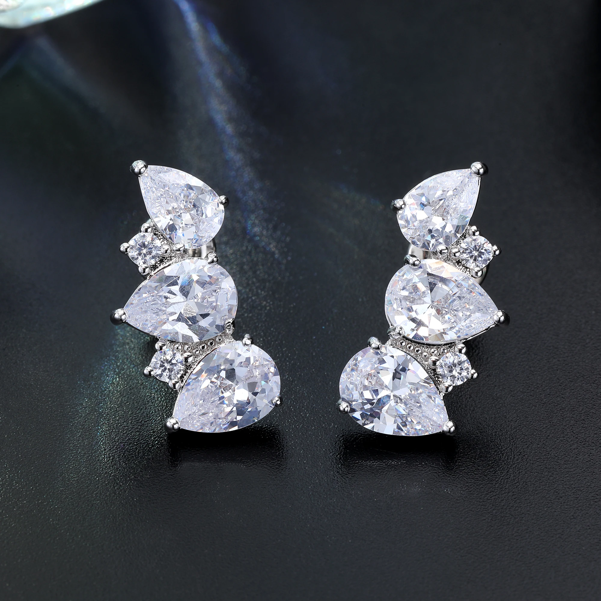 Various Colors Exquisite Earrings Zircon Plated White Gold Women's Jewelry