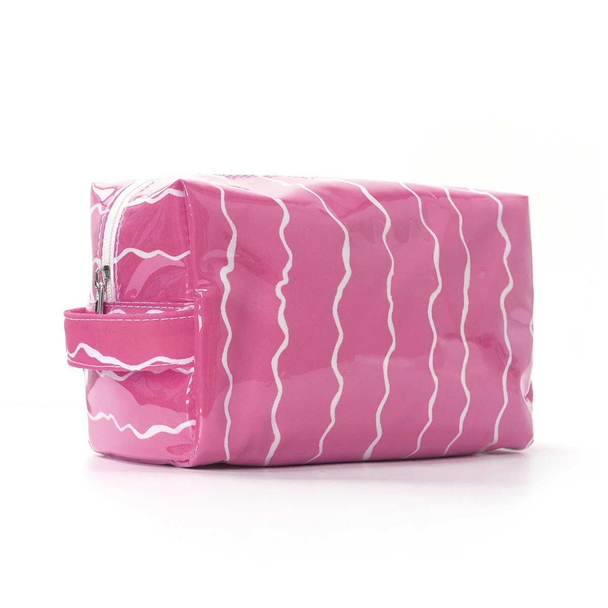 3pcs Makeup Bags Women PVC Wavy Pattern Printing Protable Travel Solid Storage Bag Mix Color