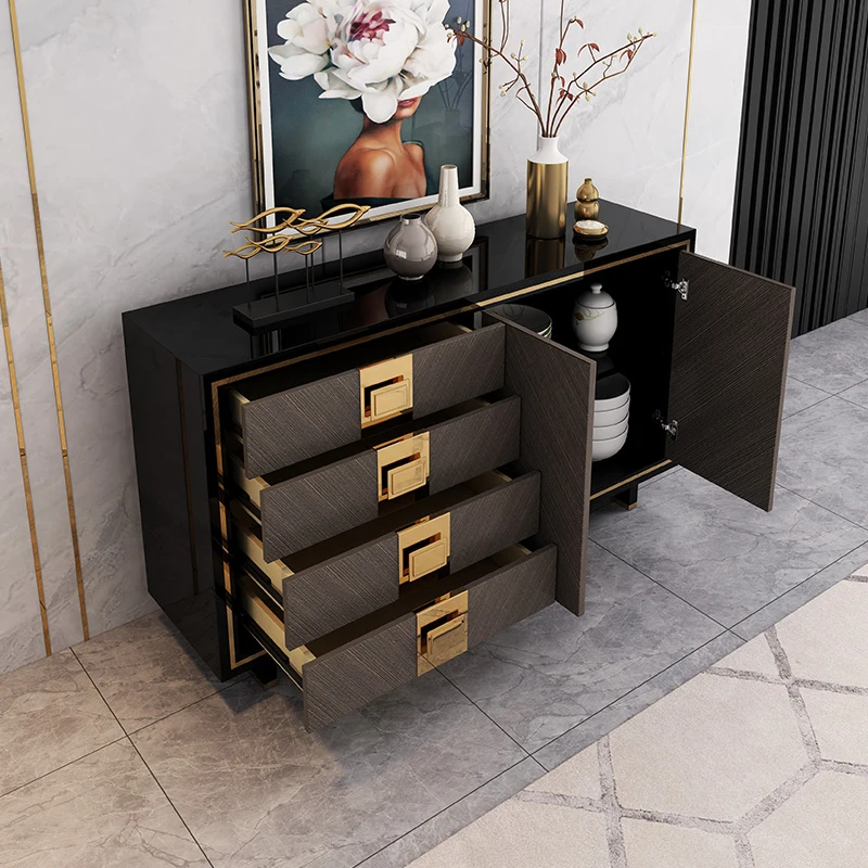 Deluxe Wooden Console Table Glass TV Stand Side Cabinet
