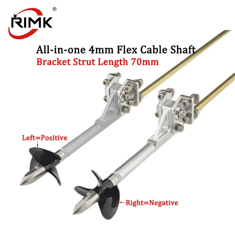 Uniwersalny wałek elastyczny 4mm z przekładnią lewo/prawostronną, nakrętką napędową, plastikową uszczelką, mosiężną rurką i wspornikiem, napęd Stinger do łodzi RC