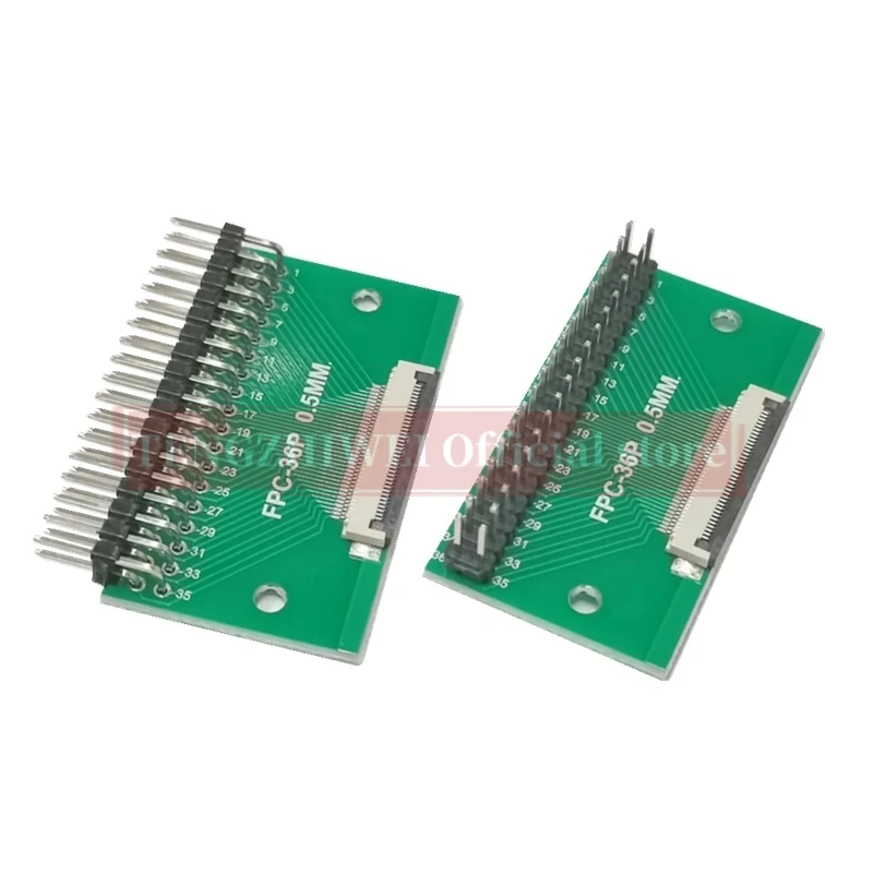 2 Stuks Ffc/Fpc Adapter Board 0.5Mm-36P Naar 2.54Mm Gelaste 0.5Mm-36P Flip-Top Connector Gelaste Rechte En Gebogen Pin Headers