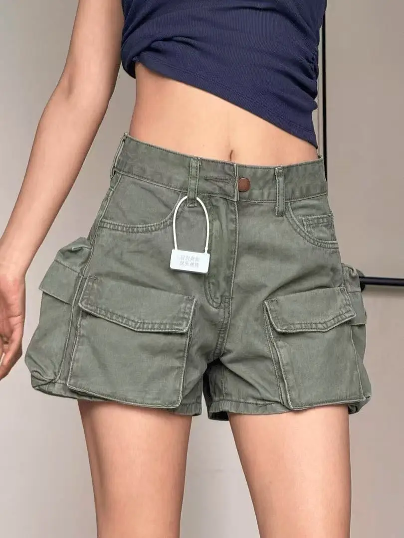 Spicy Girls Y2K Korean Streetwear Mini Shorts Button Sexy Low Rise Short Trousers 2000s Fashion Clothes