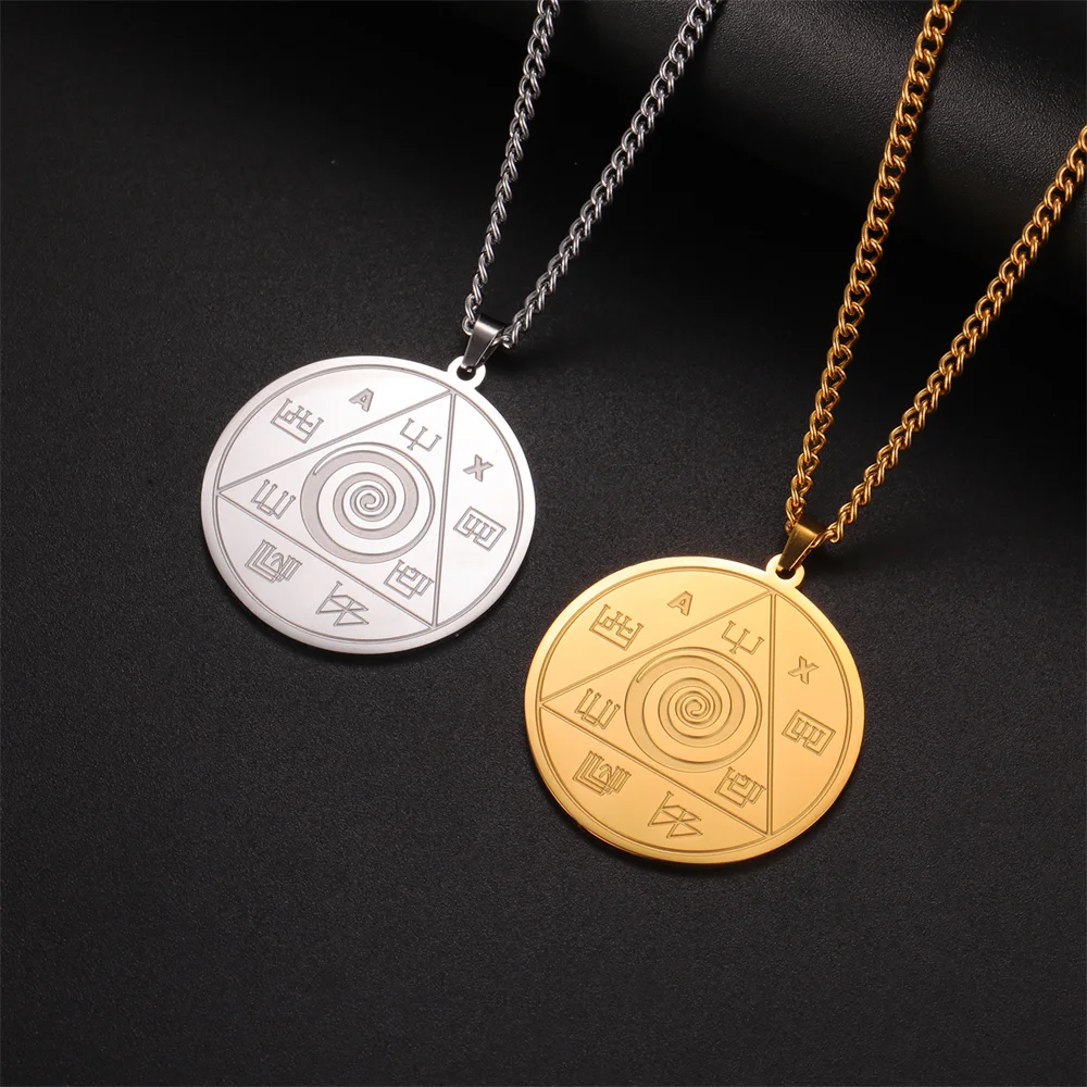 EUEAVAN Talisman Abraxas Pendant Necklace Stainless Steel Good Luck Powerful Money Protection Necklaces Spiritual Amulet Jewelry