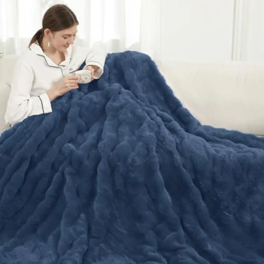 

Heated Blanket Full SizeFlannel and Faux Rabbit Fur Bubble Fleece Electric Throw Blanket 6 Heat Settings 1-10 Hour Auto-Off Ove