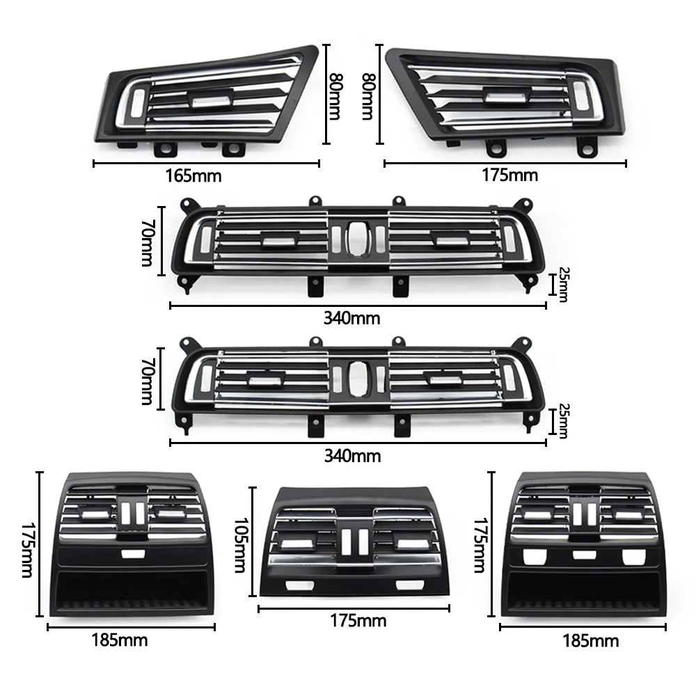 Автомобильная передняя левая правая центральная задняя решетка кондиционера переменного тока, полностью хромированная выпускная крышка для BMW 7 серии F01 F02 730 735 740