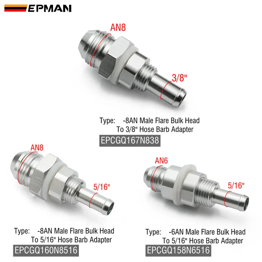 EPMAN Male Flare Bulkhead AN6/AN8 To 5/16